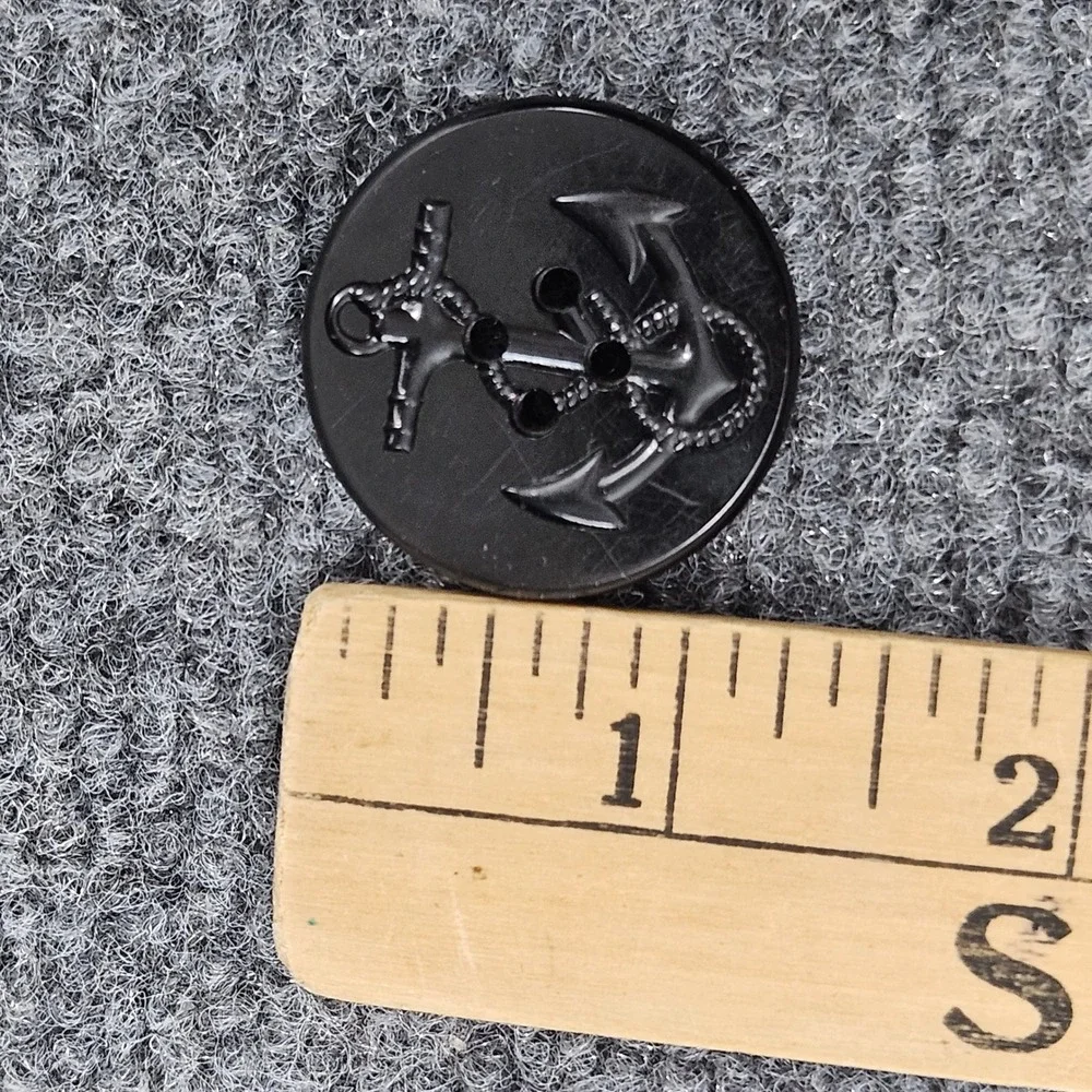 Vintage US Navy Anchor Buttons 1 Inch Black Metal Peacoat Style‎ 8 Lot Wool Coat
